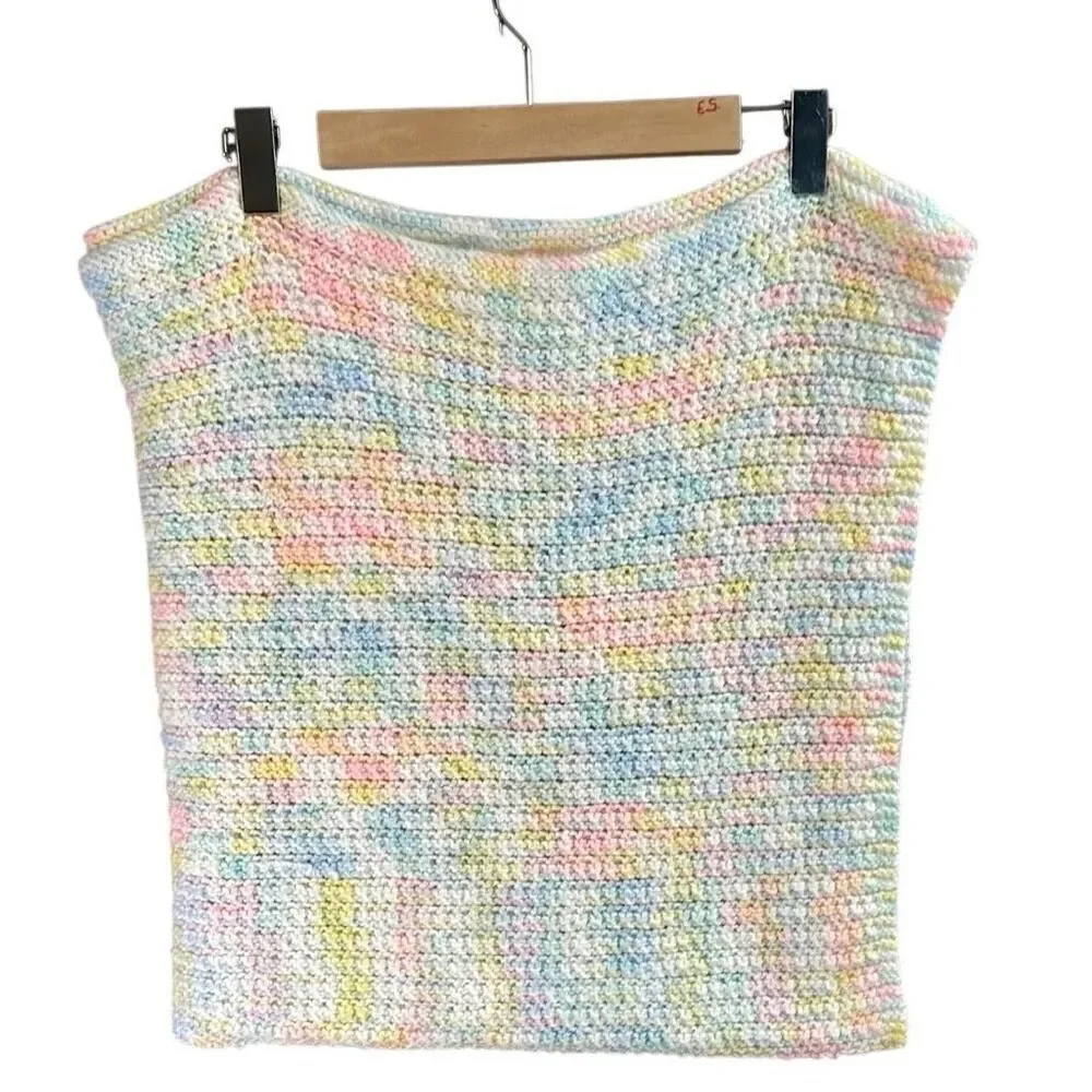 Crochet Handmade Baby Blanket Lap Blanket Pastel Colors Size Approx 48” x 48”